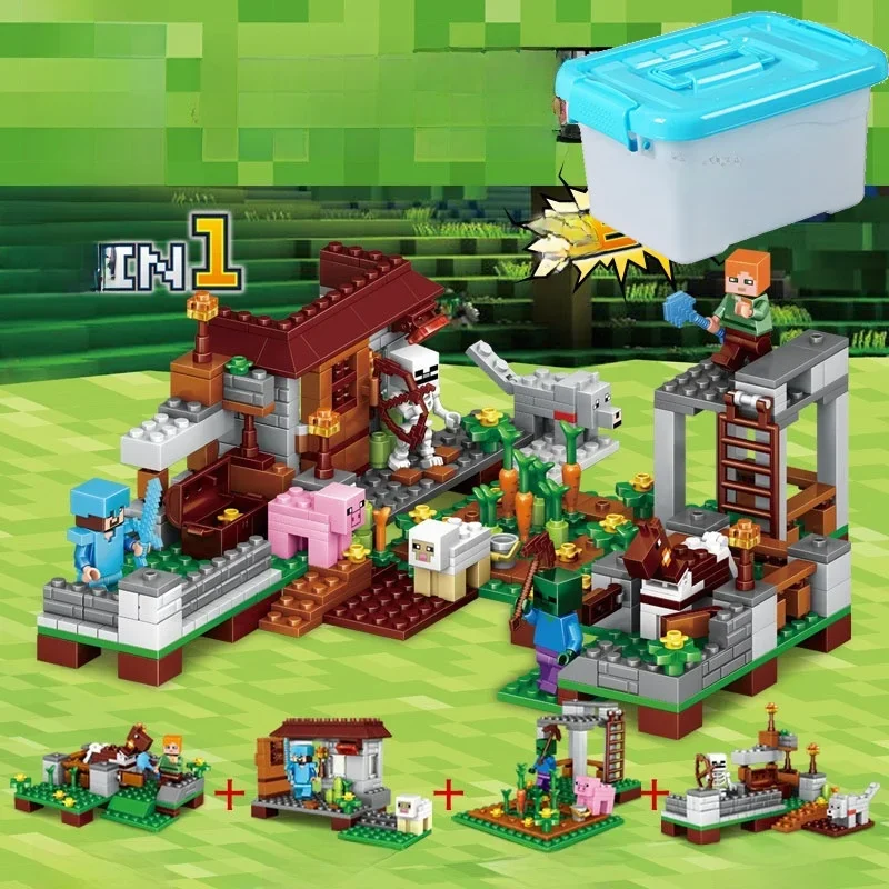 Juego de bloques armables My Wolrd - 09 - Minecraft Batle horse realm free store buket