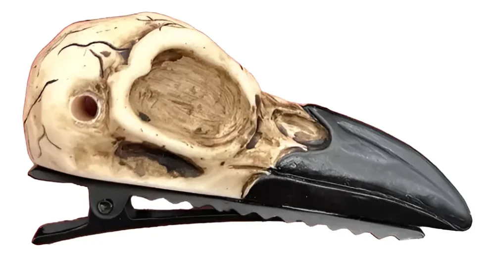 Gancho Pinza para Pelo Cabello Gótico Calavera Cuervo x2 und