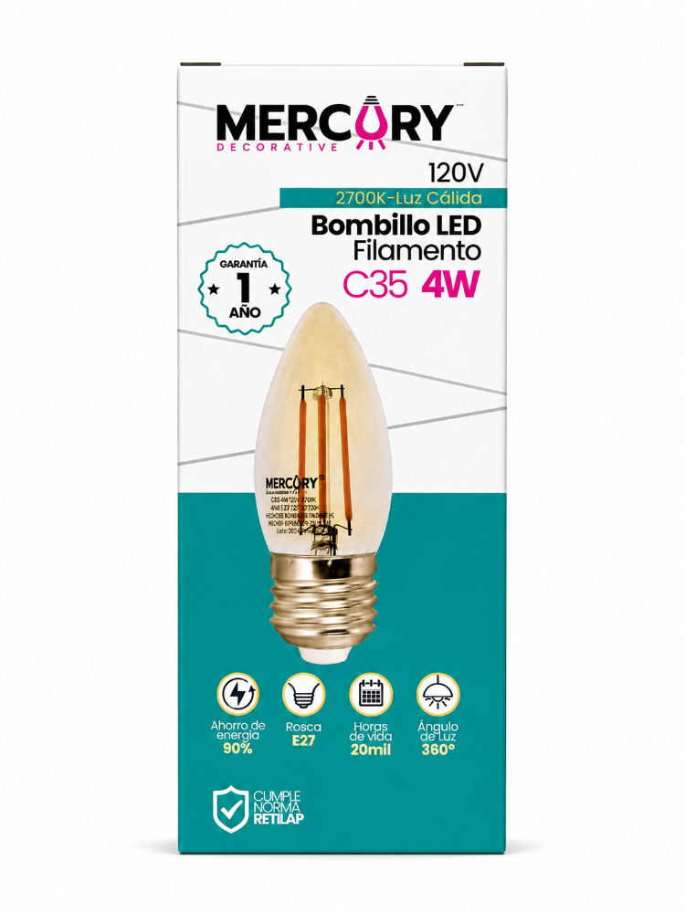BOMBILLO LED FILAMENTO C35 4W IBL22