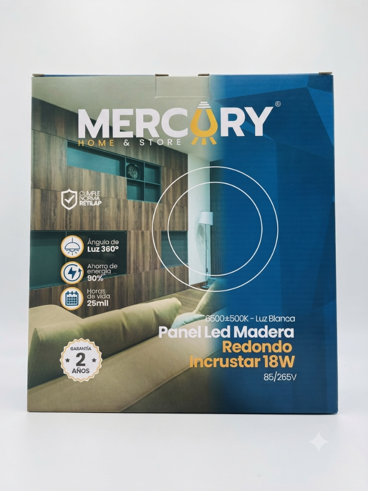 PANEL LED MADERA REDONDO INCRUSTAR 18W IPL189