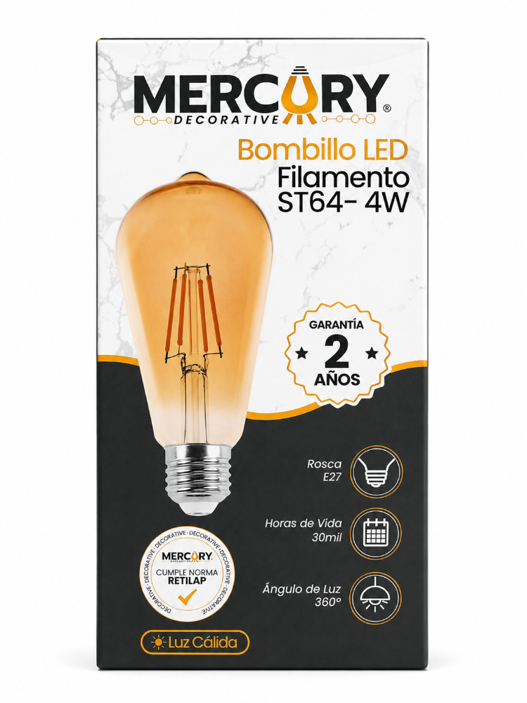 BOMBILLO LED FILAMENTO ST64 4W IBL23