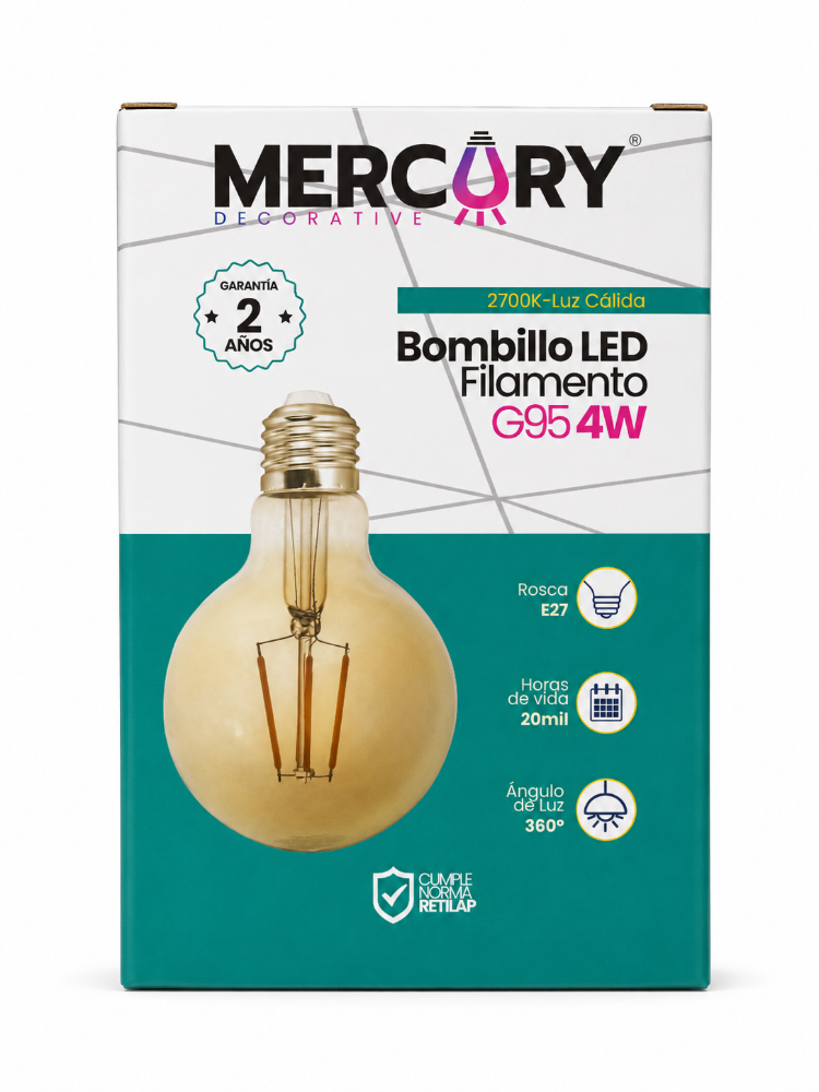 BOMBILLO LED FILAMENTO G95 4W IBL39