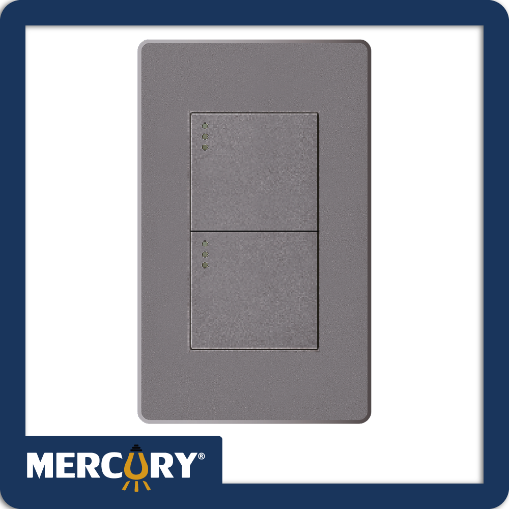 INTERRUPTOR DOBLE GRIS LINEA PLUS MERCURY