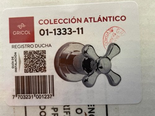 REGISTRO DUCHA ATLANTICO 01-1333-11 GRICOL