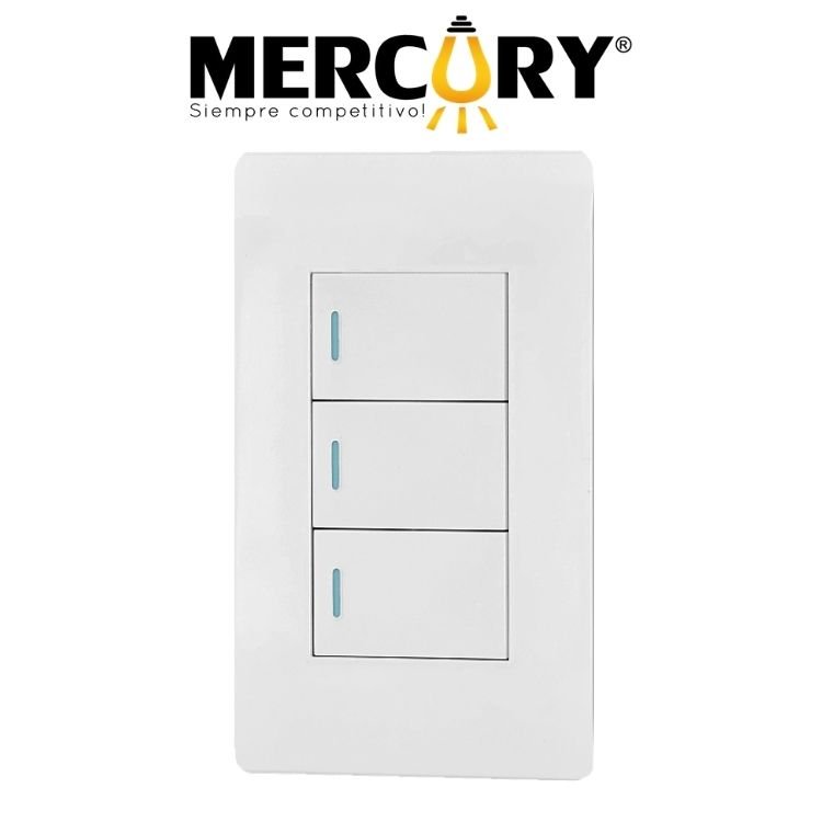 INTERRUPTOR TRIPLE BLANCO MERCURY CONMUTABLE