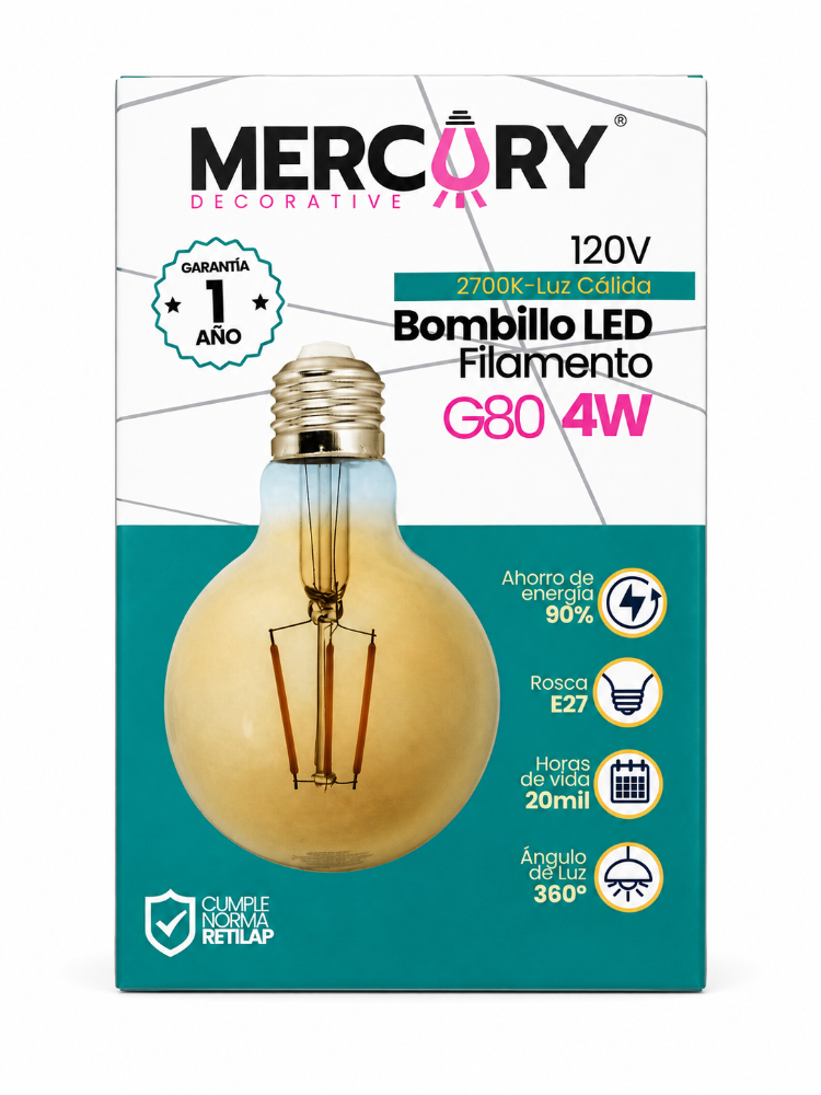BOMBILLO LED FILAMENTO 4W G80 IBL25