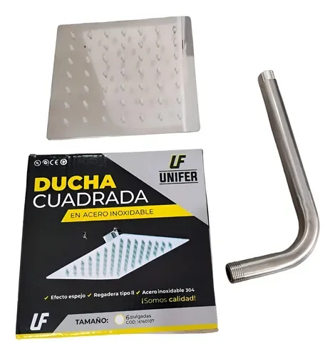 DUCHA CUADRADA 10” UNIFER + TUBO CROMADO