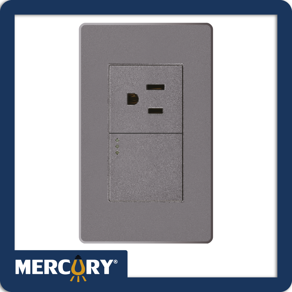 INTERRUPTOR + TOMA GRIS LINEA PLUS MERCURY