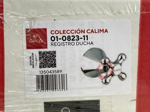 REGISTRO DUCHA CALIMA 01-0823-11 GRICOL