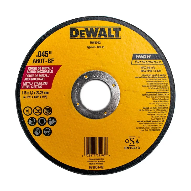 DISCO CORTE FINO  METAL DEWALT 41/2 - 7