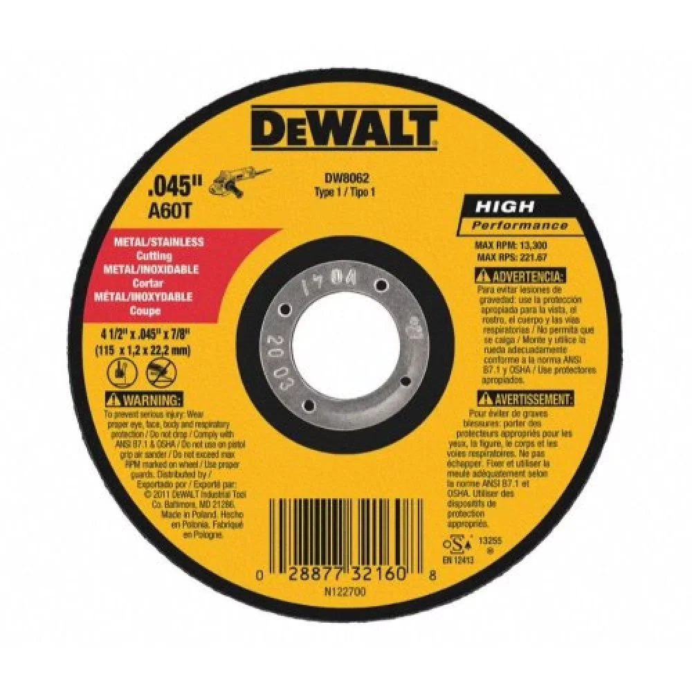 DISCO CORTE FINO  METAL DEWALT 41/2 - 41/2