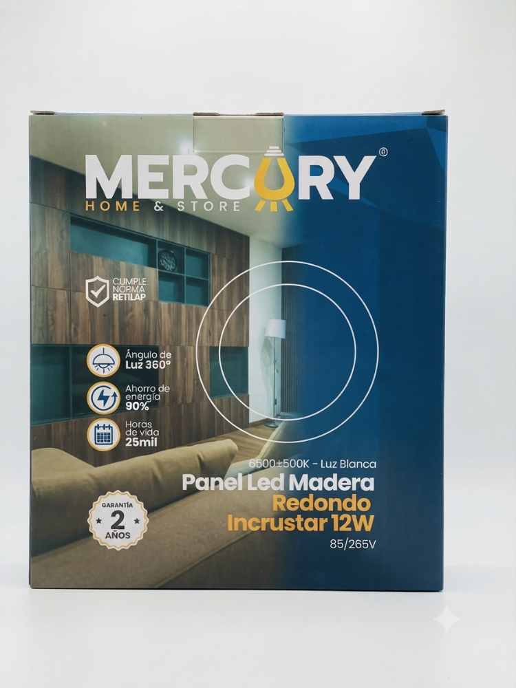 PANEL LED MADERA REDONDO INCRUSTAR 12W IPL188