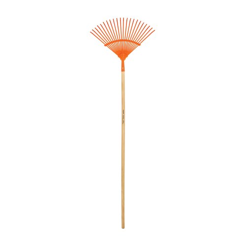 ESCOBA METALICA PARA JARDIN, CURVA, 22 DIENTES, MANGO 48"