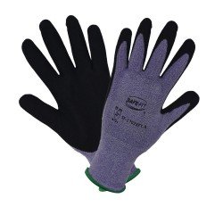 GUANTE DE LATEX NEGRO, TEJIDO MORADO, GU WEI
