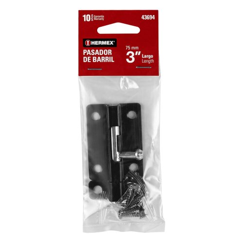 PASADOR DE BARRIL 3 PULGADAS DE ACERO ACABADO NEGRO, HERMEX