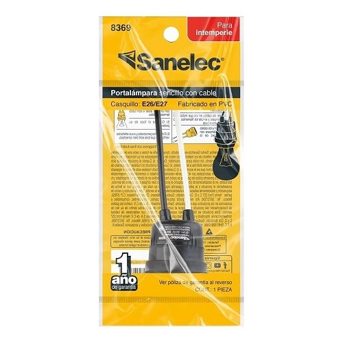 SOCKET PVC SENCILLO CON CABLE, SANELEC