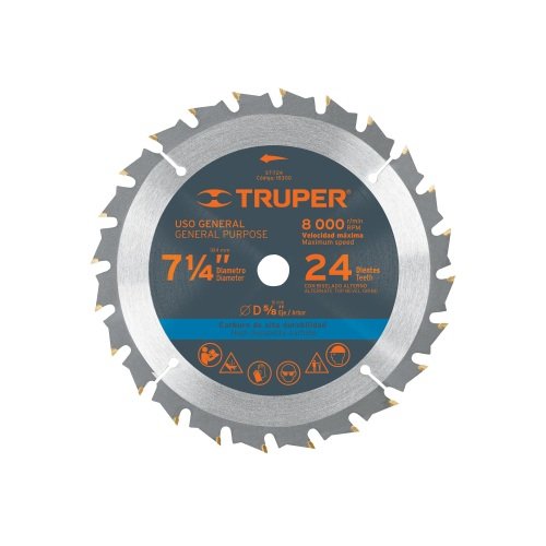 DISCO CIERRA 7- 1/4" PARA MADERA, 24 DIENTES CENTRO 5/8"