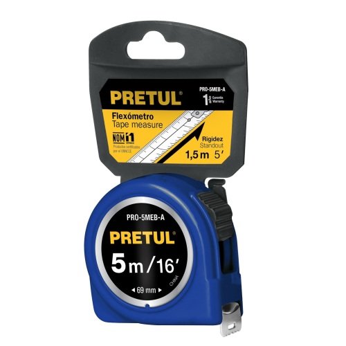 FLEXOMETRO AZUL 5 M CINTA 19 MM, EN TARJETA, PRETUL