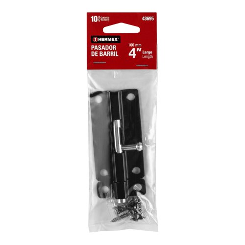 PASADOR DE BARRIL 4 PULGADAS DE ACERO ACABADO NEGRO, HERMEX