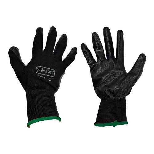 GUANTES COLOR NEGRO DE NITRILO, PUÑOS VERDES