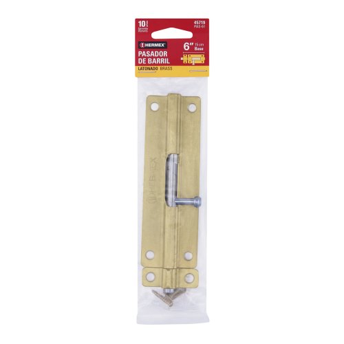 PASADOR DE BARRIL DE ACERO LATÓN 6 PULGADAS, HERMEX