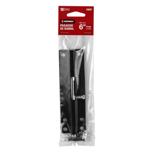 PASADOR DE BARRIL 6 PULGADAS DE ACERO ACABADO NEGRO, HERMEX