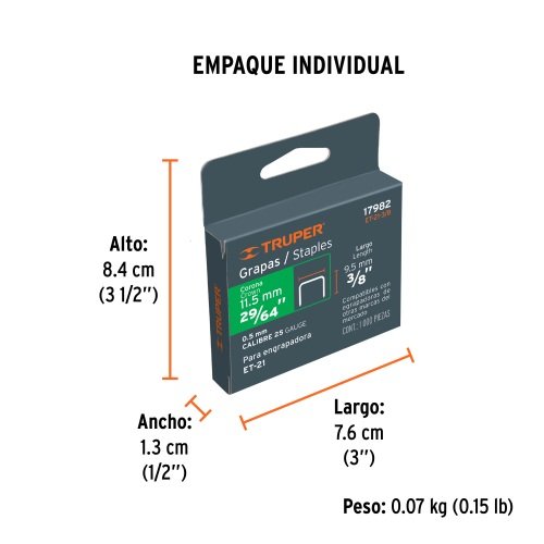 CAJA CON 1000 GRAPA 3/8 TRUPER
