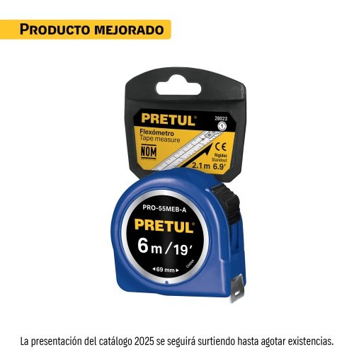 FLEXOMETRO AZUL 5.5M CINTA 25 MM, EN TARJETA, PRETUL