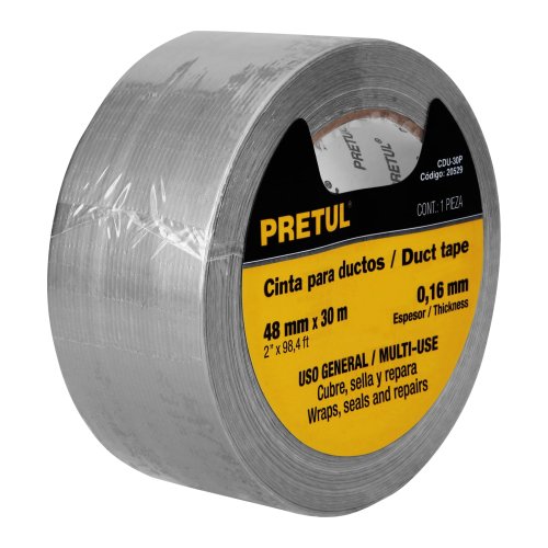 CINTA PARA DUCTO 30M X 48MM, 0.16MM ESPESOR, PRETUL