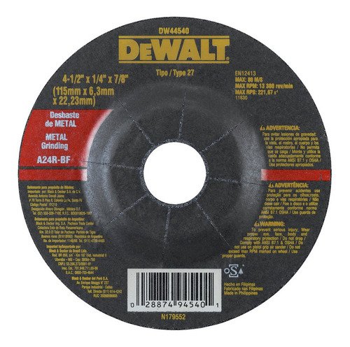 DISCO DESBASTE DE METAL 4 1/2 DEWALT