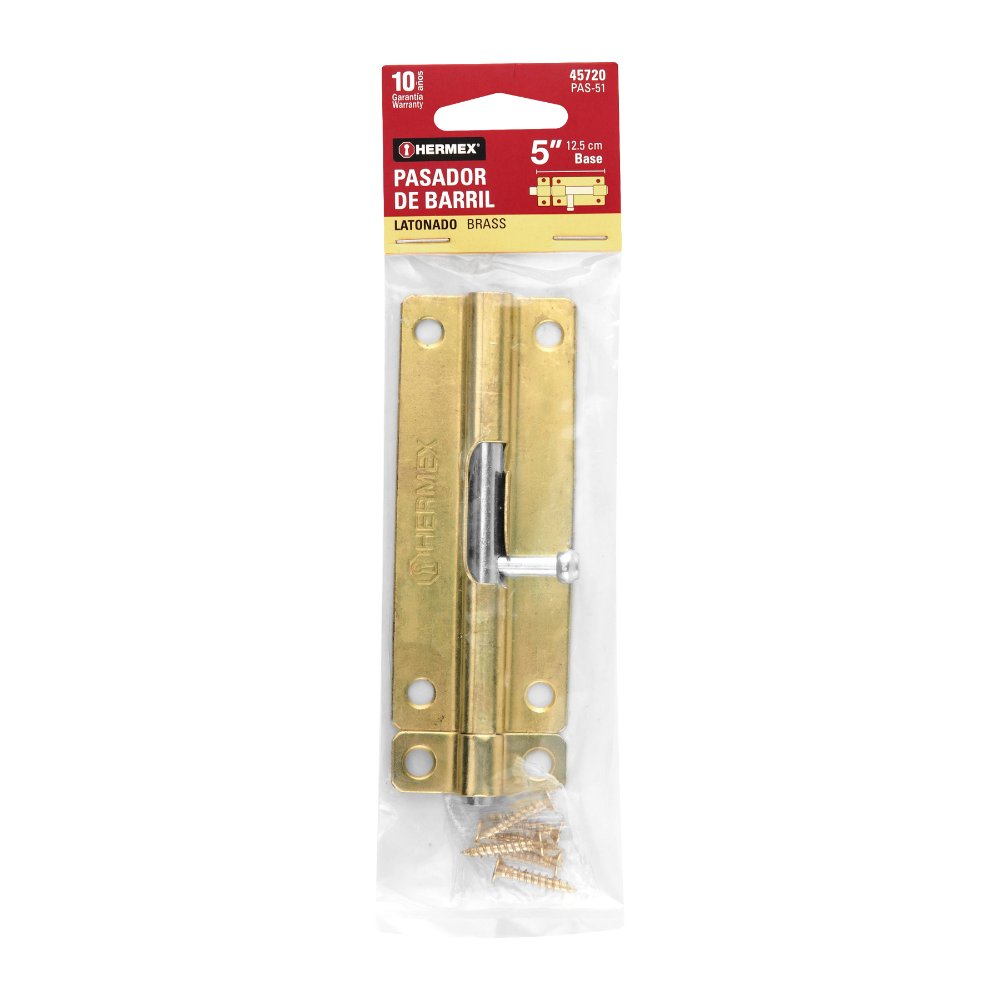 PASADOR DE BARRIL DE ACERO LATON 5", HERMEX