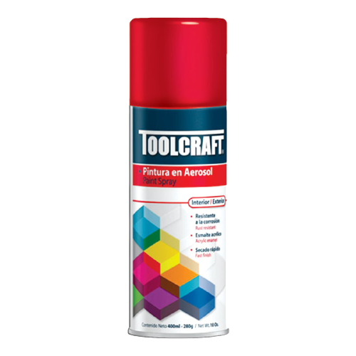 PINTURA ESPRAY ROJO BRILLANTE TOOLCRAFT 400ML