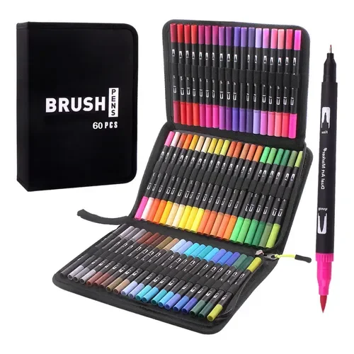 set de plumones DUAL BRUSH x 60 PCS.