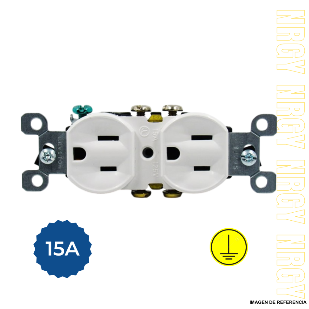 TOMA 15A tipo leviton (blanca)