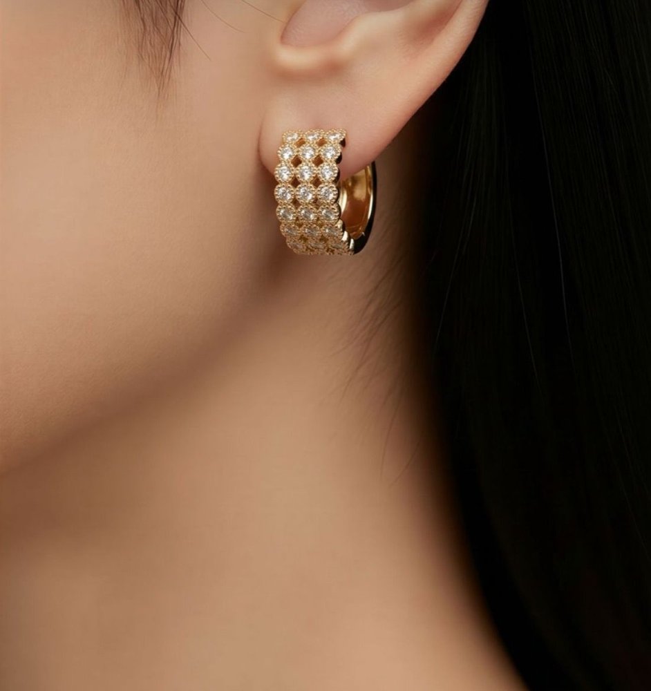 Brincos Argola Galaxy Cravejado Folheado Ouro 18k - Ref.:La0010