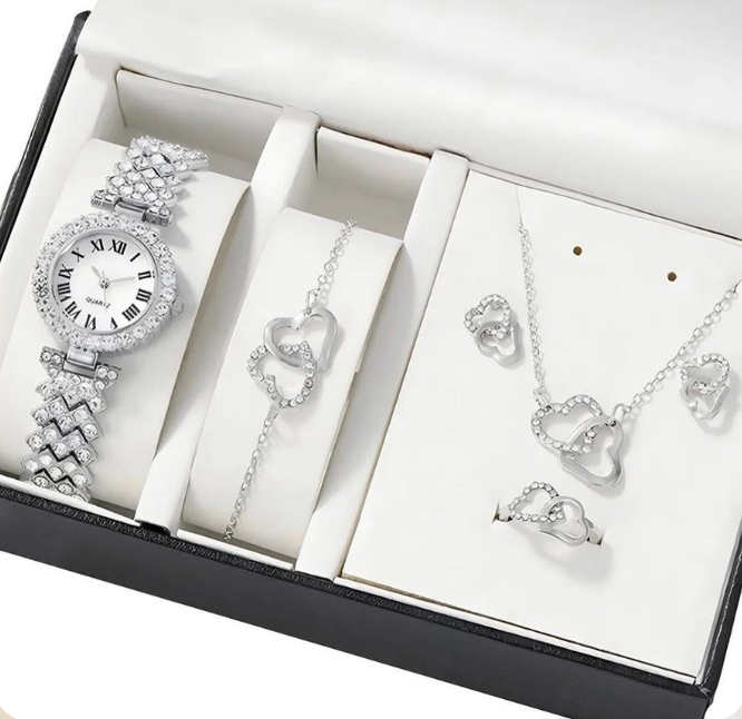 Kit reloj plateado