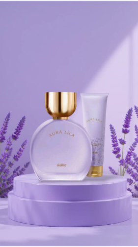 COMBO FRAGANCIA FEMENINA ESIKA AURA LILA 45 ML CON CREMA PERFUMADA