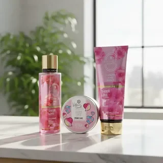 CAJA VICTORIA SECRETS 3 PIEZAS COCONOUT PASSION, VELVET PELATS, CHIFFON, CHOCOLATE, SANDIA