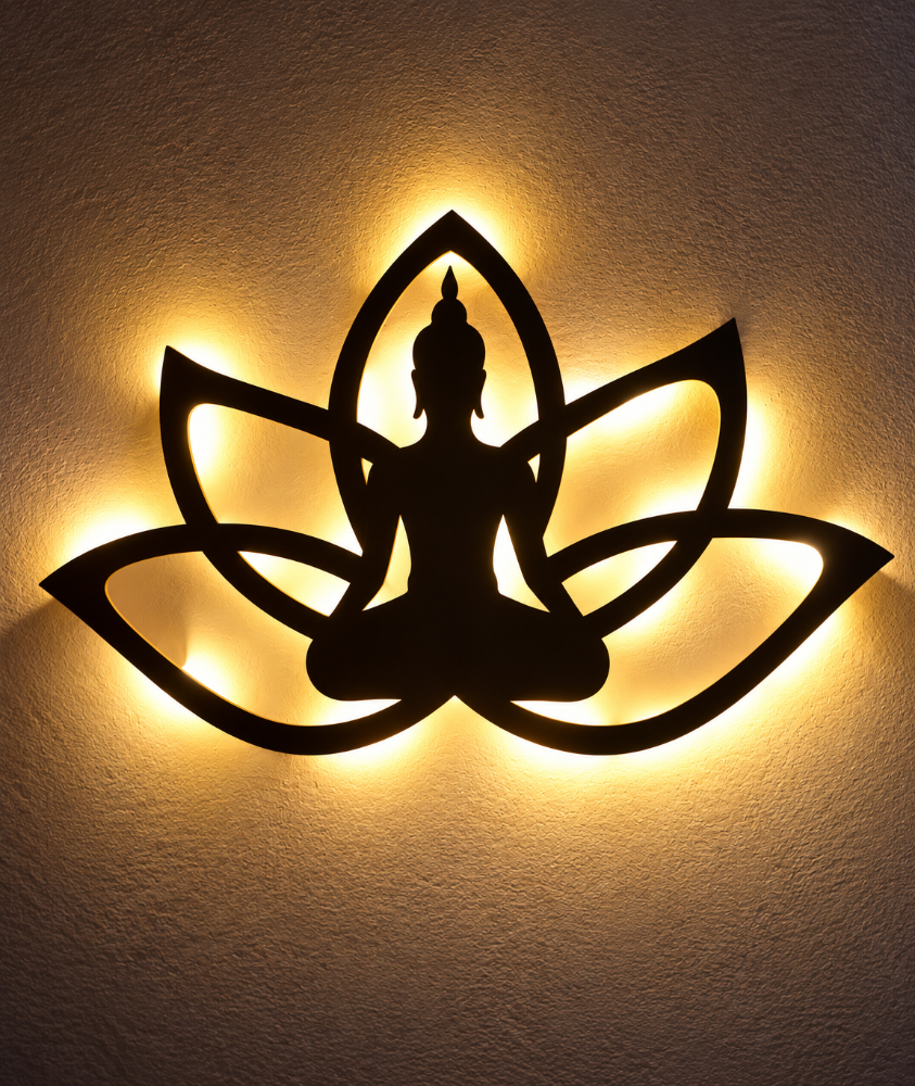 FLOR DE LOTO BUDA  40 X 25 CON LUZ