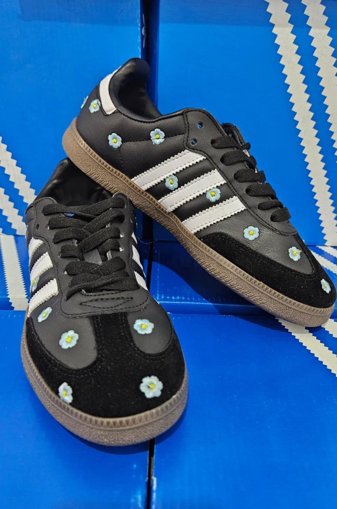 SAMBA FLOWERS NEGROS BLANCO #5.5