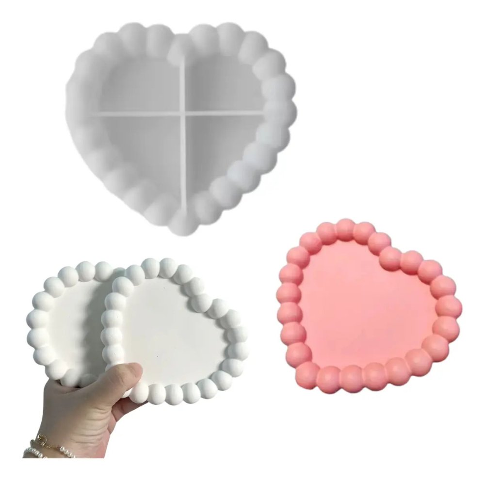 MOLDE  POSA VASO CORAZON BURBUJA