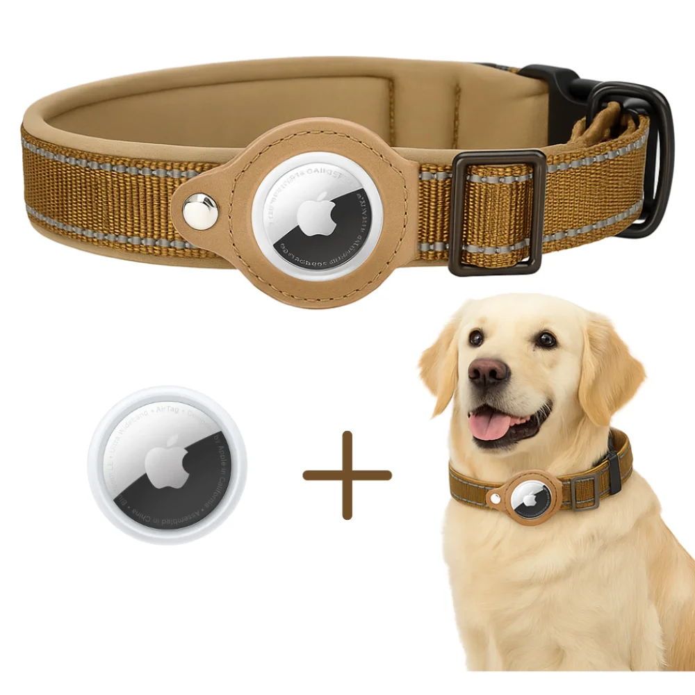 Collar para mascota AirTag, cafe