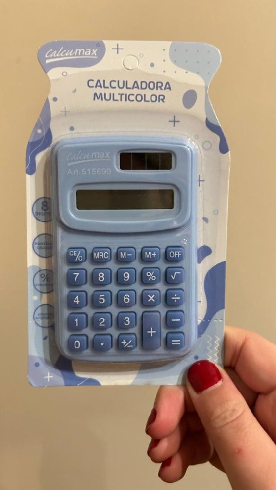 CALCULADORA 8 DIGITOS PASTEL CELESTE 6X10CM