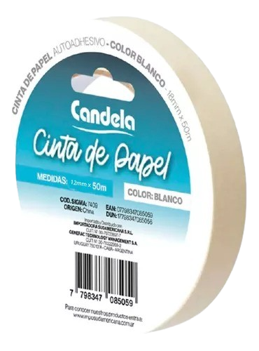 CINTA DE PAPEL CANDELA 12 MM X 50 METROS