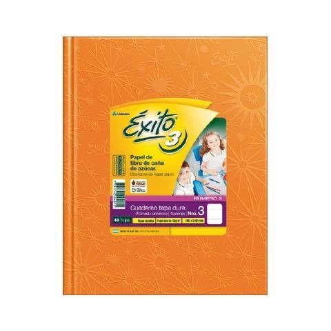 CUADERNO 19X23 TAPA DURA NARANJA X48H EXITO