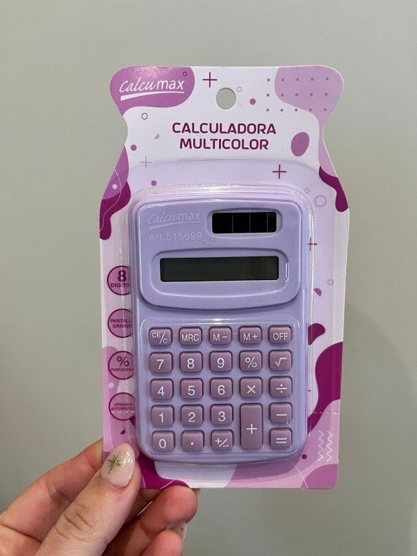CALCULADORA 8 DIGITOS PASTEL LILA 6X10CM