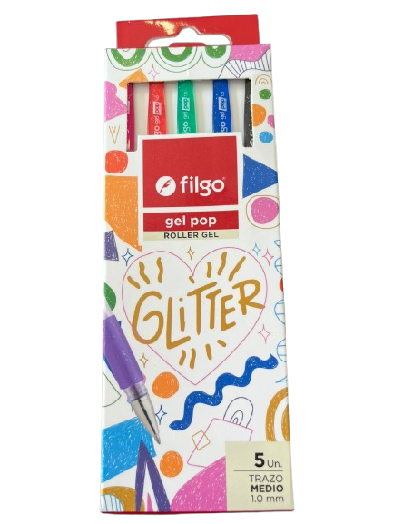 BOLIGRAFO GEL 1MM GLITTER X5 FILGO