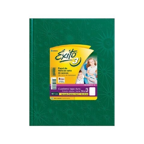 CUADERNO 19X23 TAPA DURA VERDE X48H EXITO
