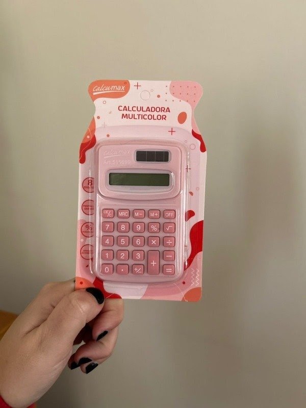CALCULADORA 8 DIGITOS PASTEL ROSA 6X10CM