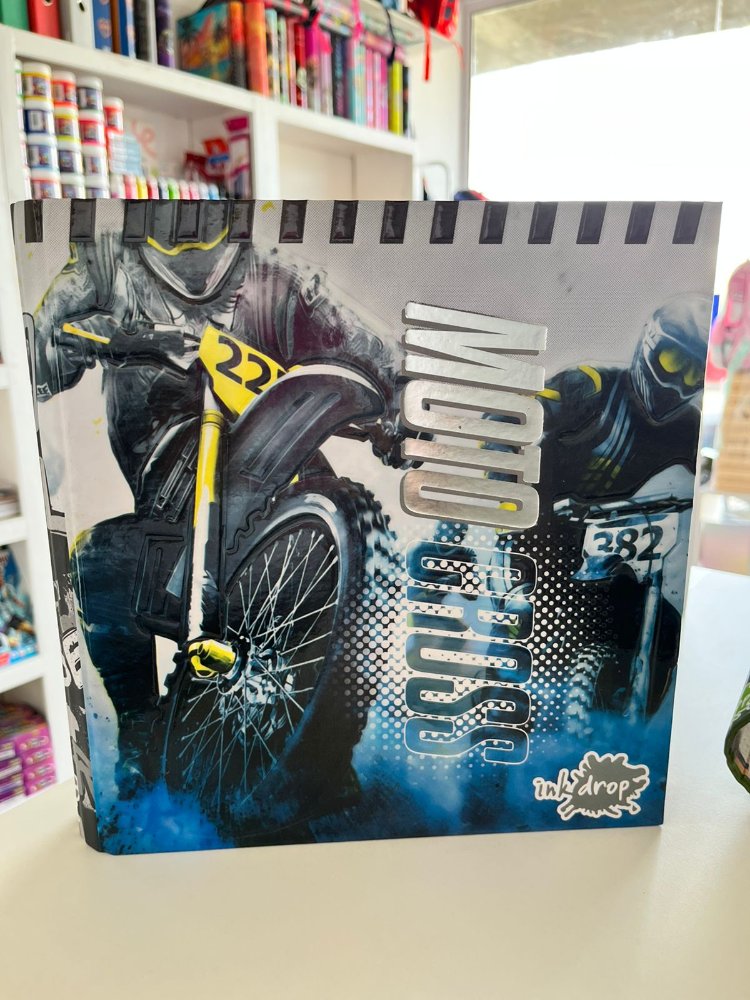 CARPETA CARTA CON RELIEVE MOTO CROSS INKDROP - AZUL